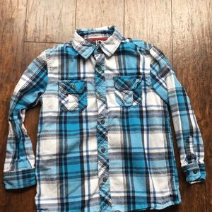 Joe Fresh Boy’s Flannel Button Down Shirt Blue Med